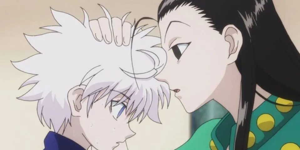 Anh em Killua và Illumi Zoldyck trong Hunter x Hunter, thể hiện cuộc đấu tranh gia đình độc hại