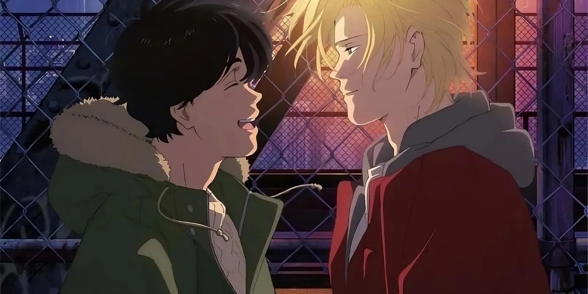 Ash và Eiji nhìn vào nhau trong cảnh phim Banana Fish