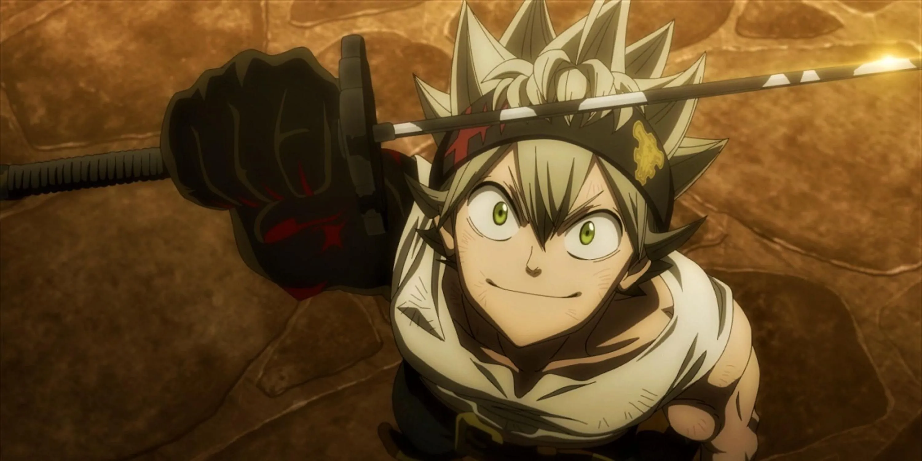 Asta từ Black Clover với thanh kiếm kháng ma thuật, đầy năng lượng