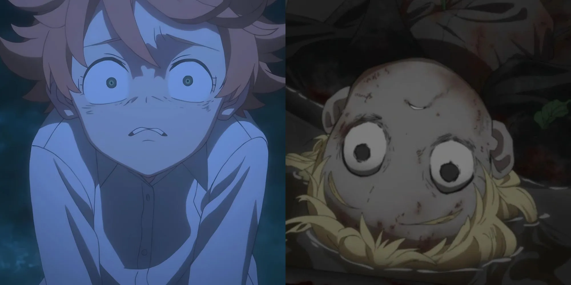 Ba đứa trẻ Emma, Norman, và Ray chơi đùa tại trại trẻ Grace Field House ẩn chứa bí mật kinh hoàng trong The Promised Neverland tập 1