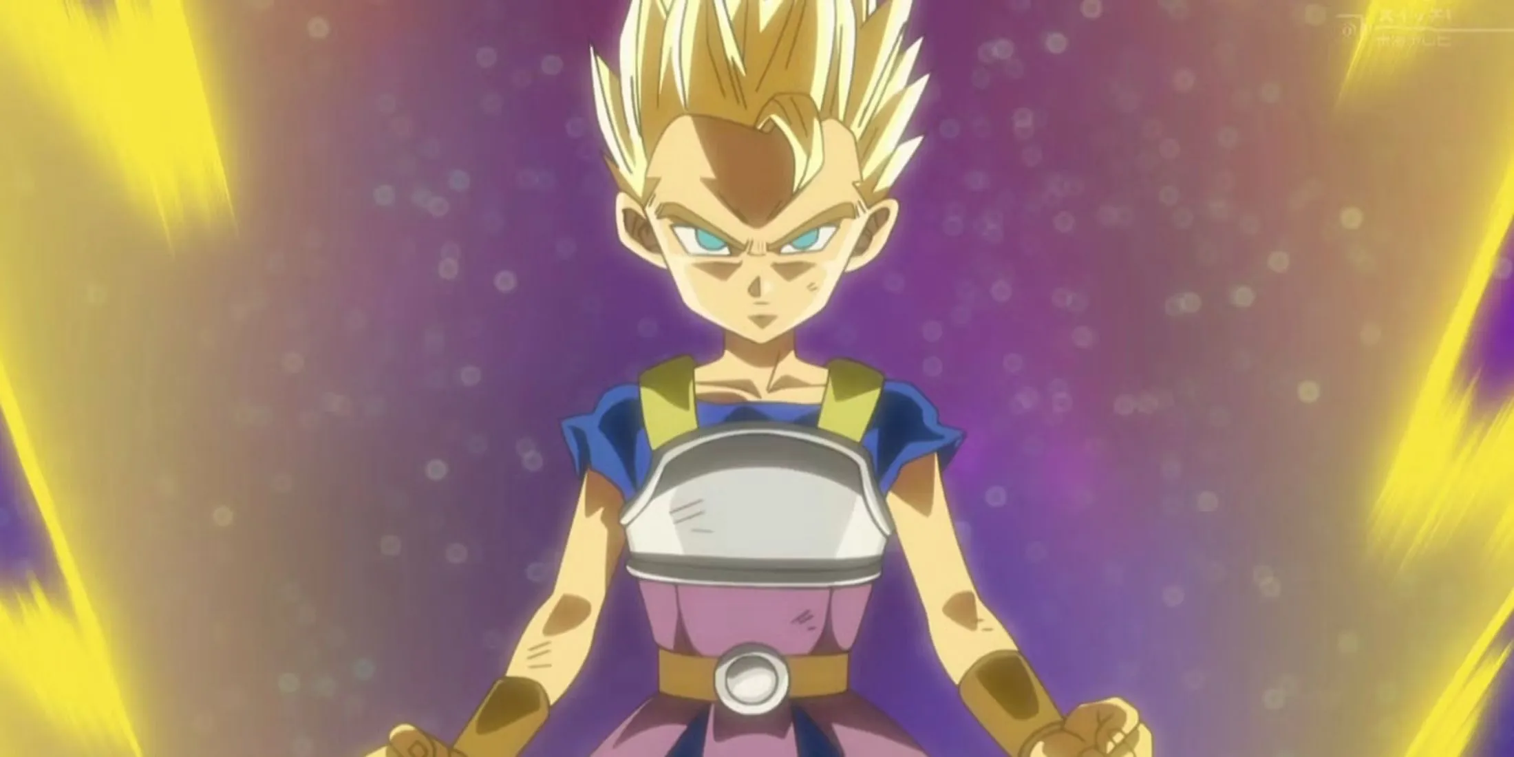 Cabba trong Dragon Ball Super với trang phục Saiyan của Vũ trụ 6