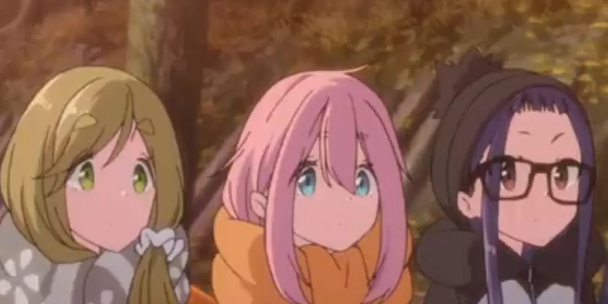 Các nhân vật nữ chính cắm trại trong anime Laid-Back Camp