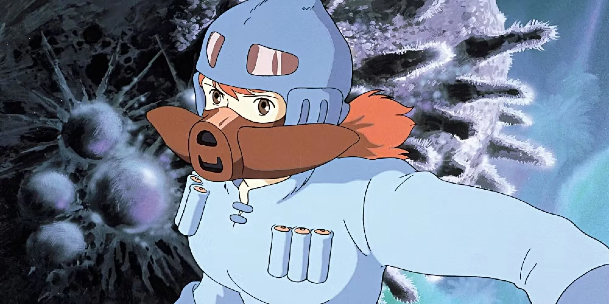 Công chúa Nausicaä với chiếc dù lượn trên Thung lũng gió trong Nausicaä của Thung lũng gió