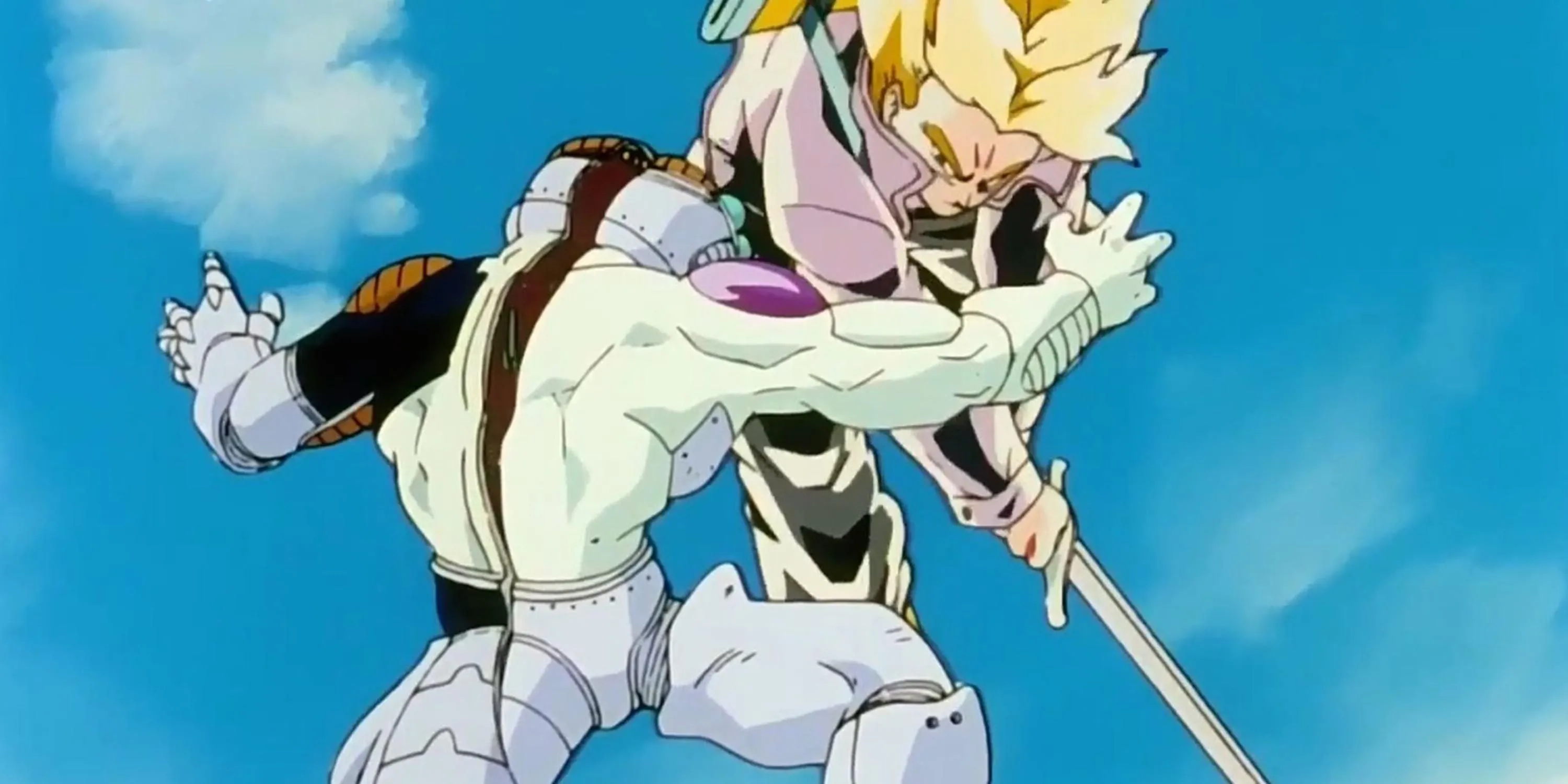 Frieza bị chặt đôi bởi Trunks một cách nhanh chóng và đáng xấu hổ trong Dragon Ball Z
