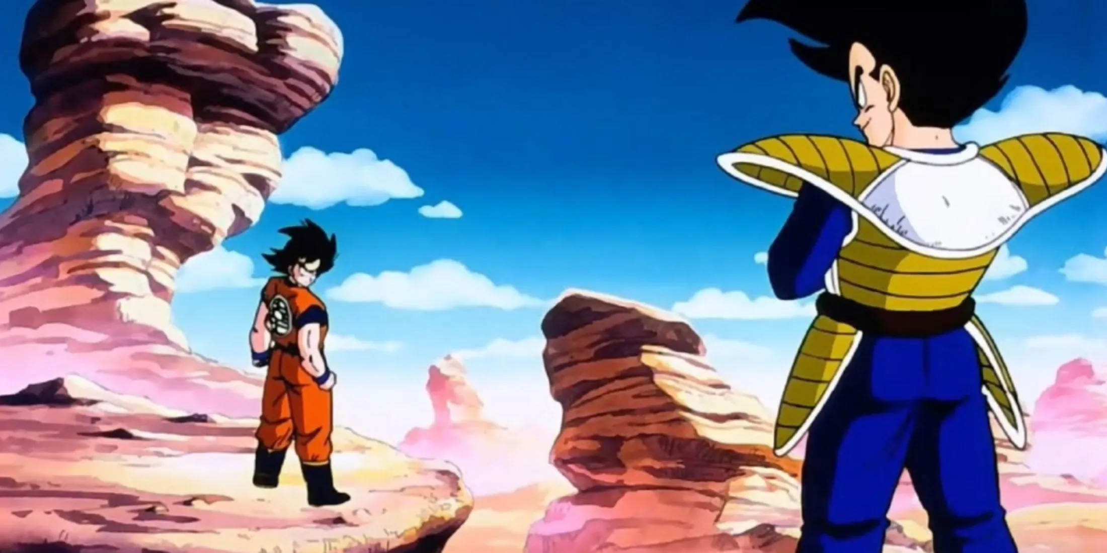 Goku và Vegeta đối đầu nhau trên chiến trường Trái Đất, thể hiện sự đối lập giữa &quot;kẻ bỏ đi&quot; và &quot;hoàng tử Saiyan&quot;.