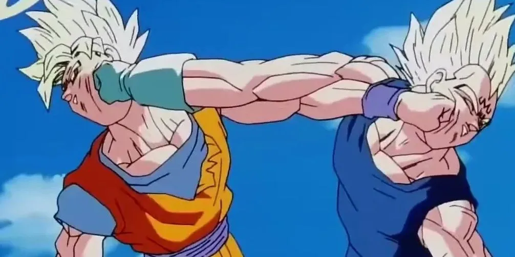 Goku và Vegeta đối mặt trong Dragon Ball Z, thể hiện mối quan hệ kình địch phức tạp