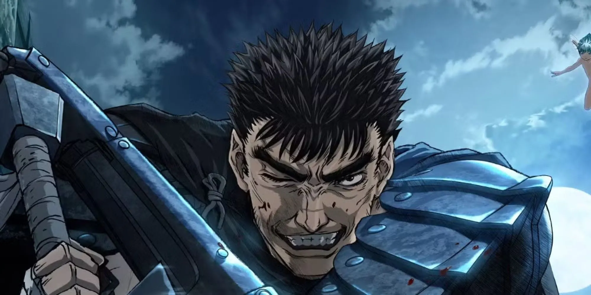 Guts cầm thanh kiếm Dragon Slayer khổng lồ, sẵn sàng chiến đấu