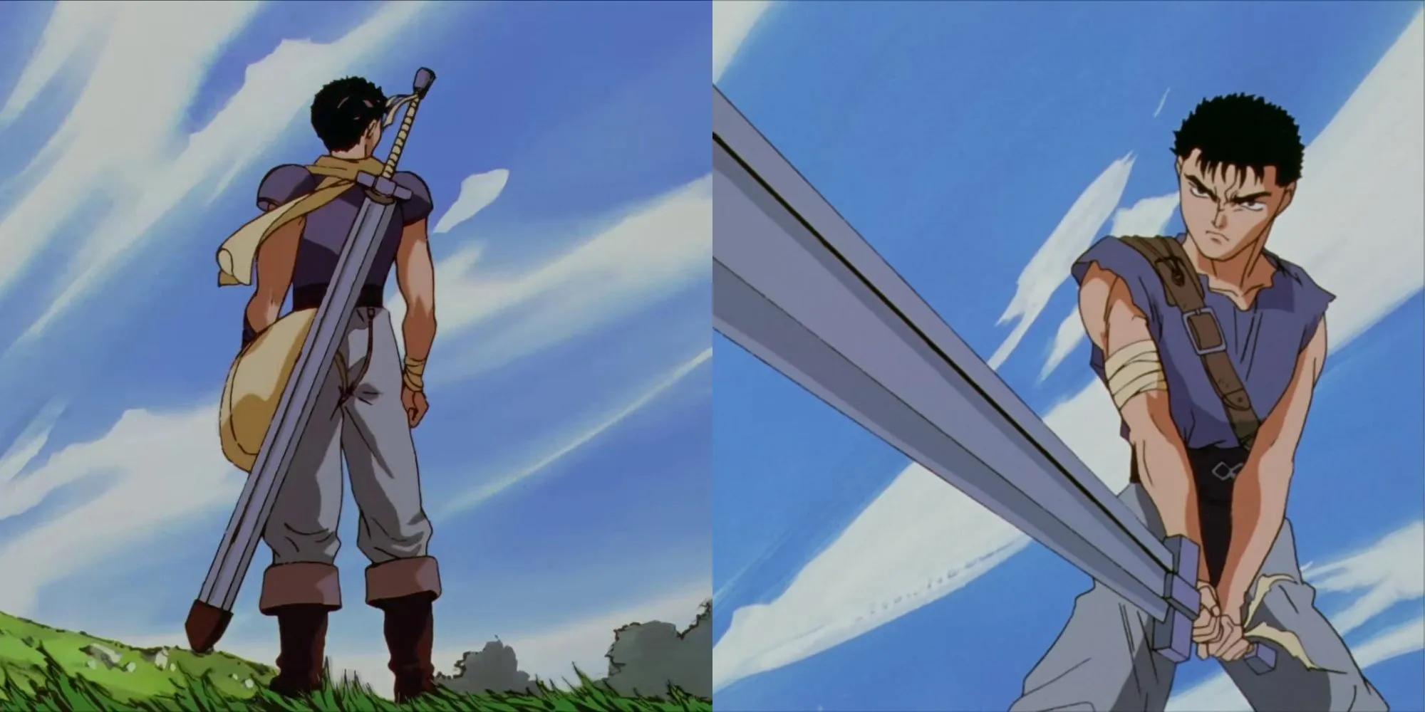 Guts trong anime Berserk (phiên bản 1997) với thanh kiếm khổng lồ Dragonslayer