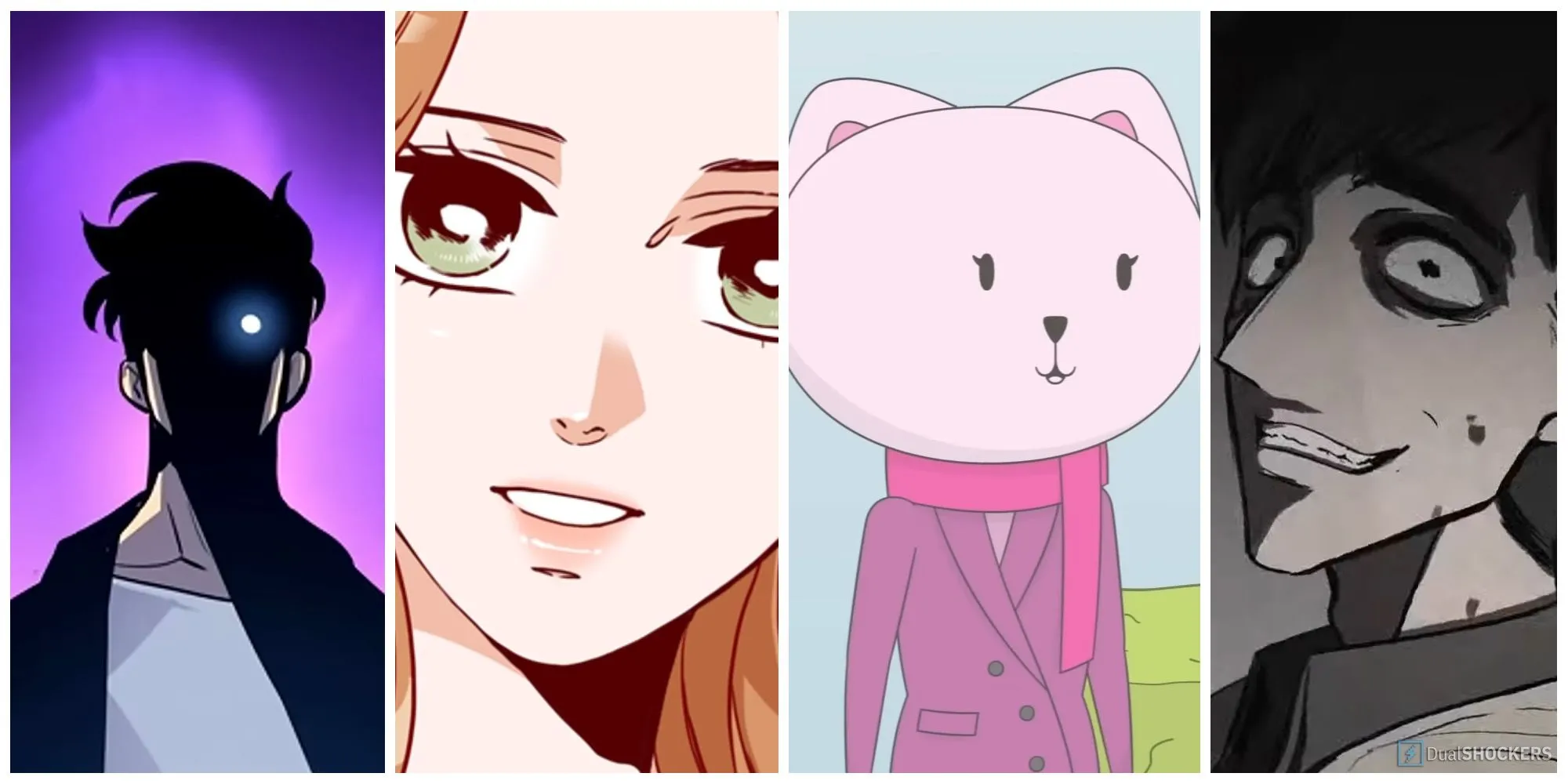 Hình ảnh giới thiệu manhwa với 4 nhân vật chính từ các bộ khác nhau