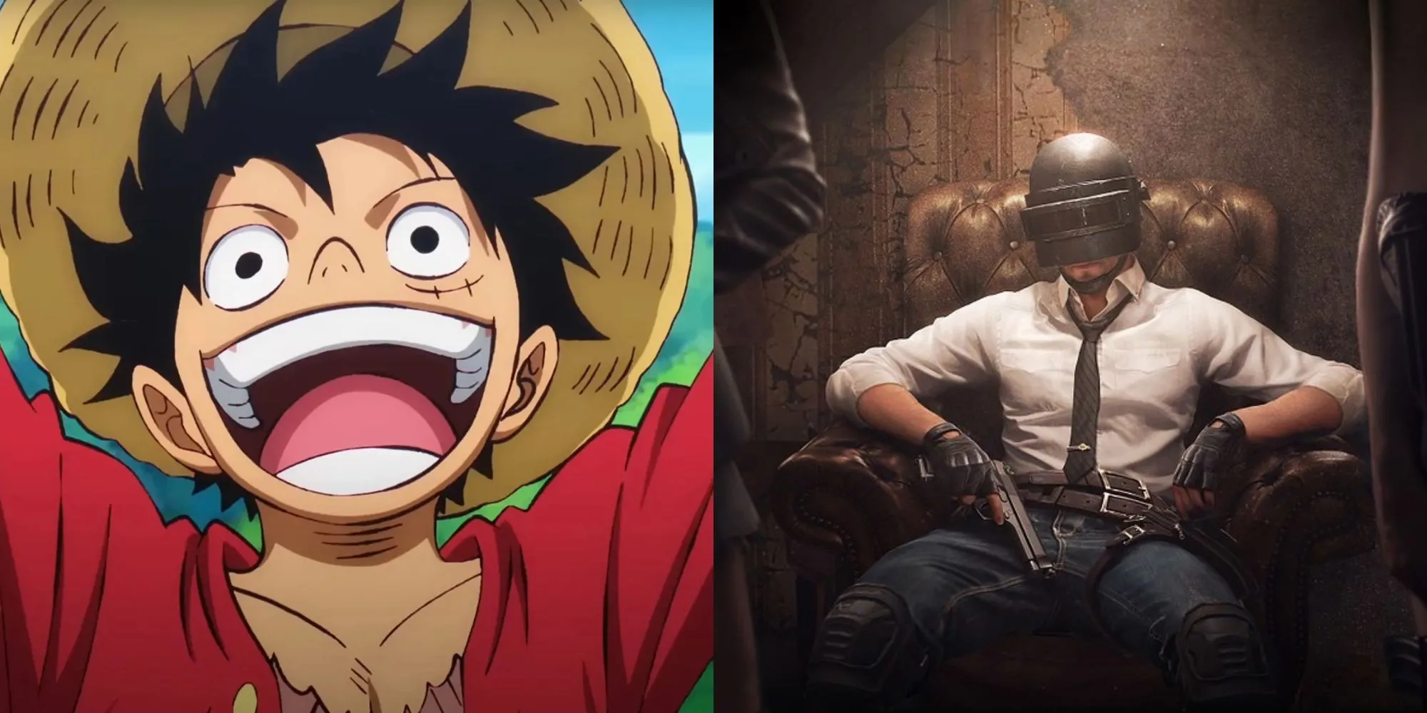 Hình ảnh minh họa tên game 'StrawHatSharpshot' với biểu tượng mũ rơm của One Piece và bối cảnh PUBG