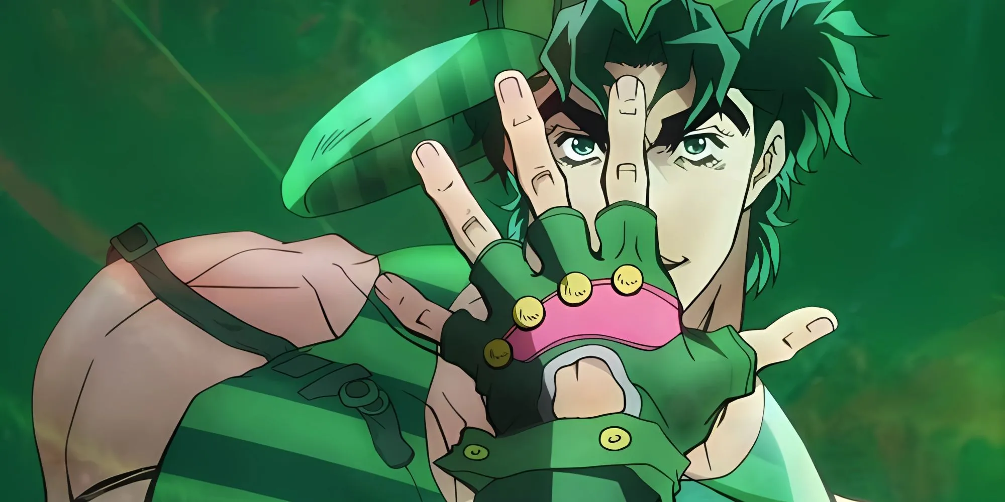 Jonathan Joestar tạo dáng che mặt bằng tay, thể hiện sức mạnh ẩn giấu
