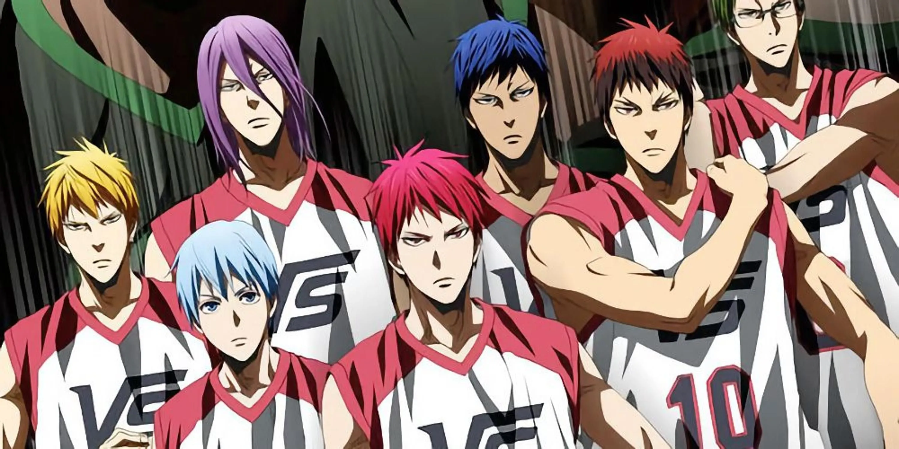 Kagami Taiga từ Kuroko's Basketball thực hiện động tác úp rổ mạnh mẽ trên sân