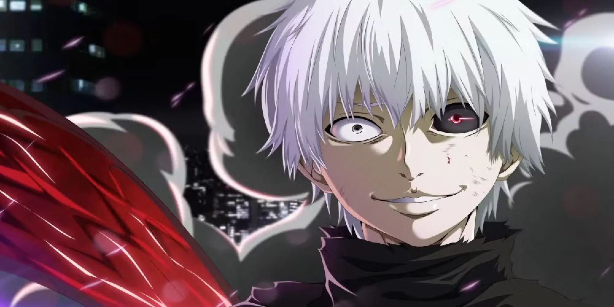 Ken Kaneki với mái tóc trắng đặc trưng của phiên bản Ghoul