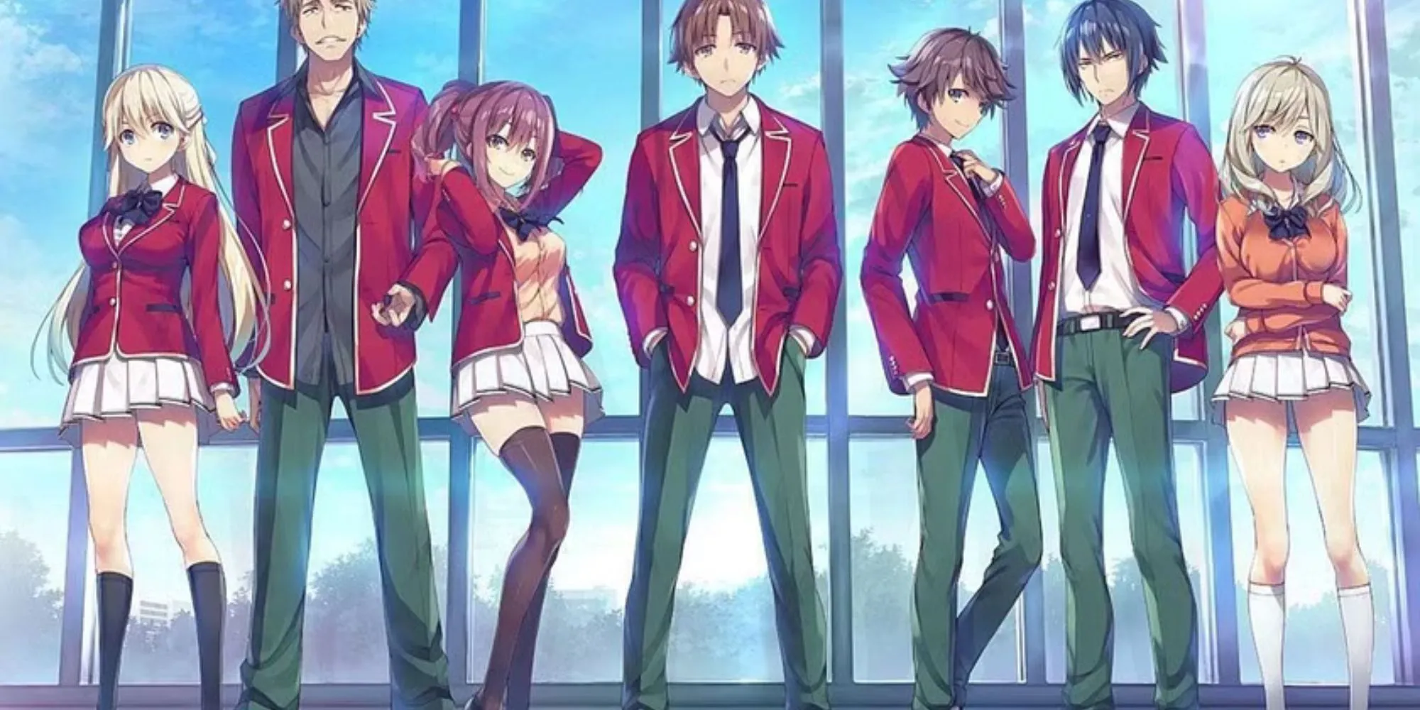 Key visual của anime Classroom of the Elite với nhân vật Kiyotaka Ayanokoji và các bạn học