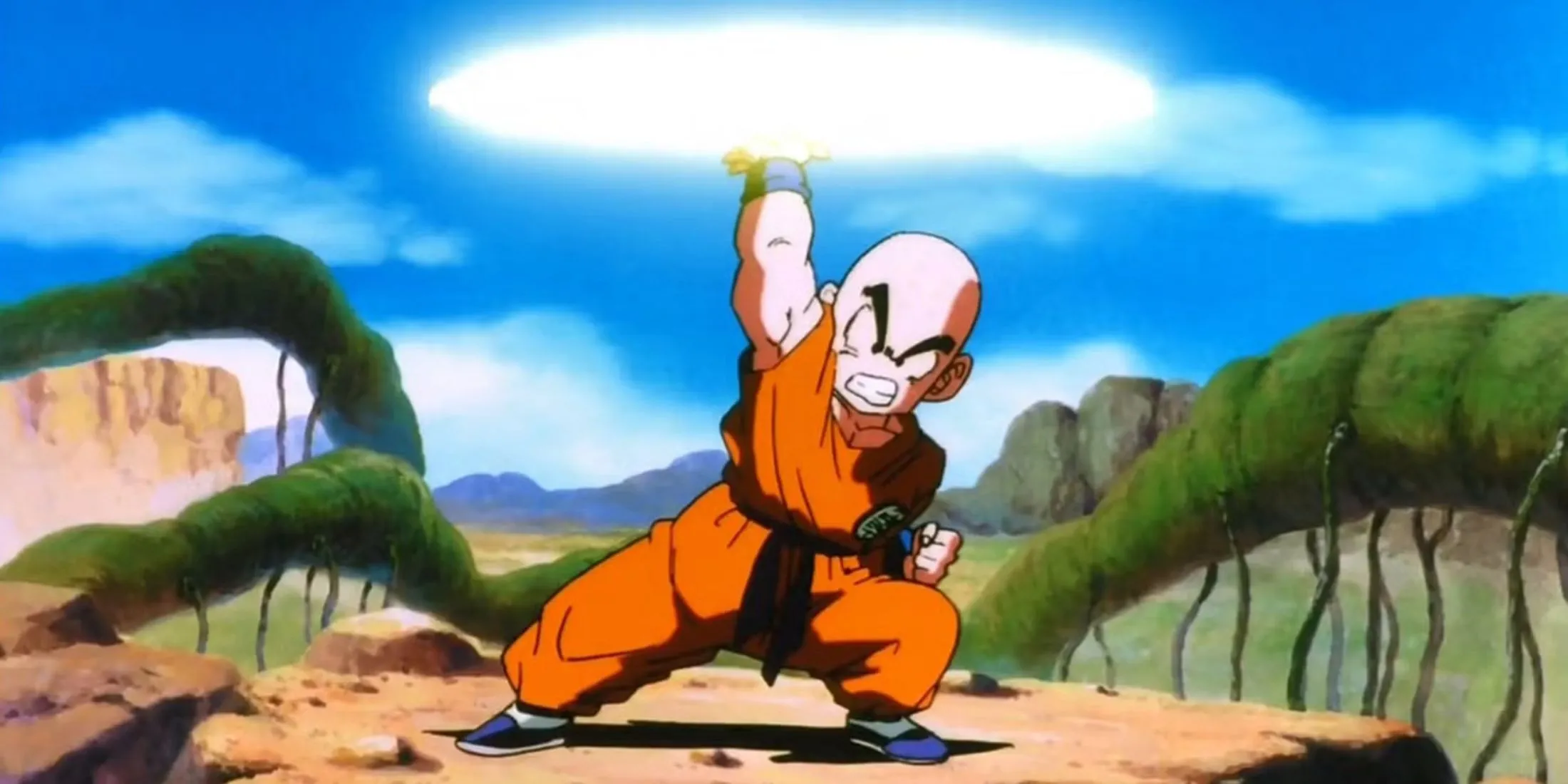 Krillin chuẩn bị sử dụng Jurassico Disc trong Dragon Ball Z