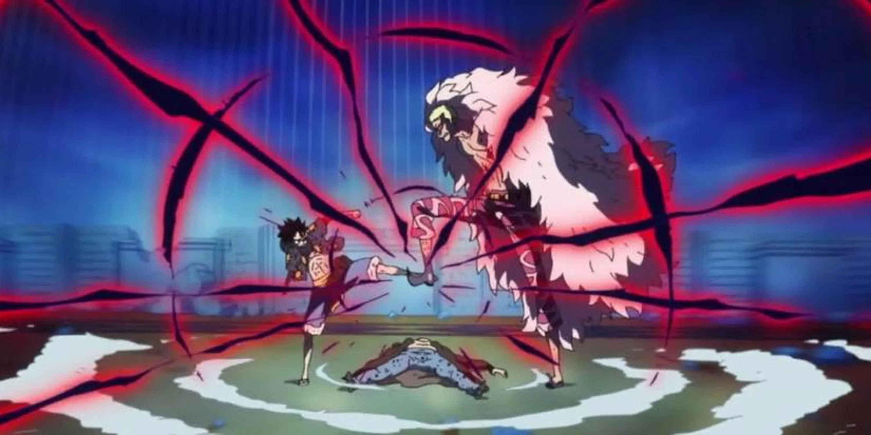 Luffy tung King Kong Gun ngăn chặn Doflamingo tại Dressrosa