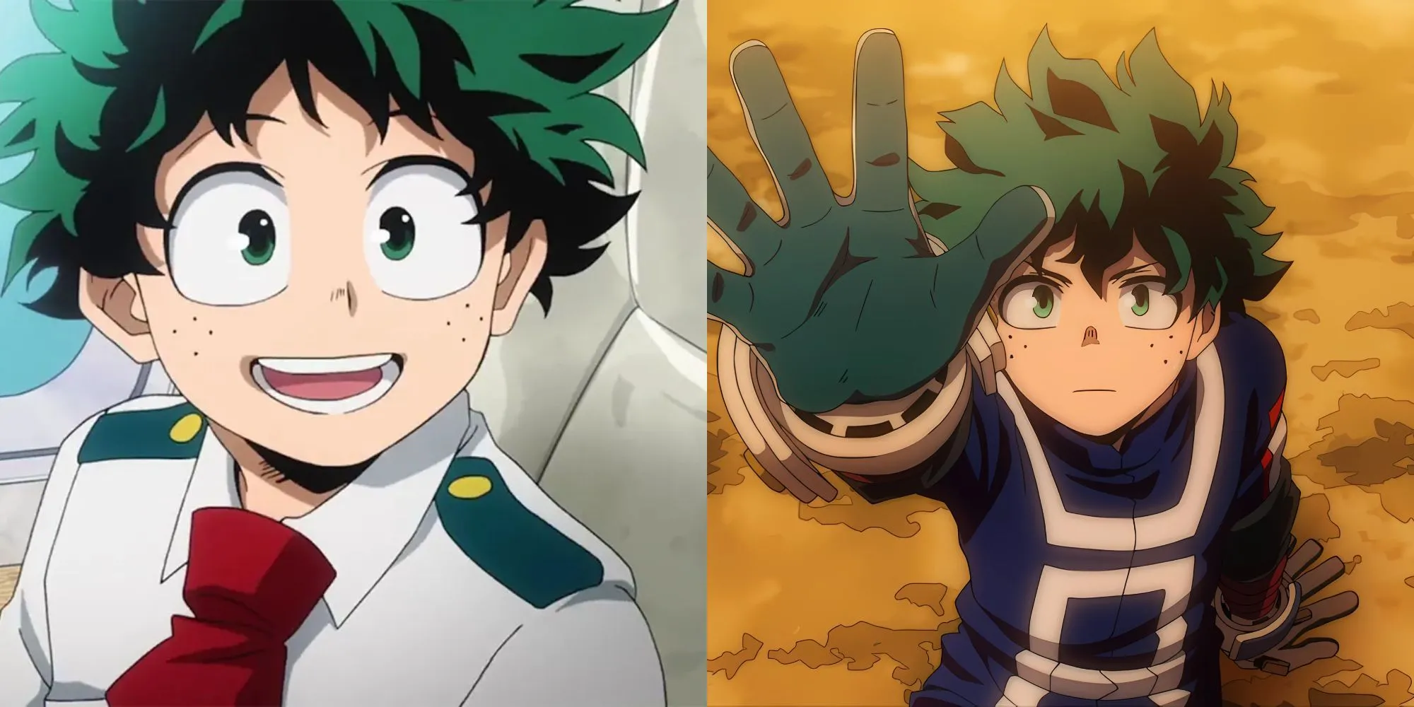 Midoriya Izuku và các học sinh Lớp 1-A của My Hero Academia, thể hiện sự thay đổi từ học đường đến chiến tranh quy mô lớn