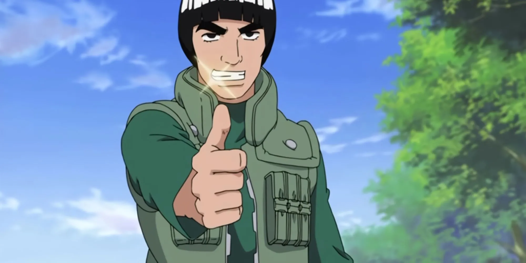 Might Guy mỉm cười, bậc thầy thể thuật của Làng Lá trong anime Naruto