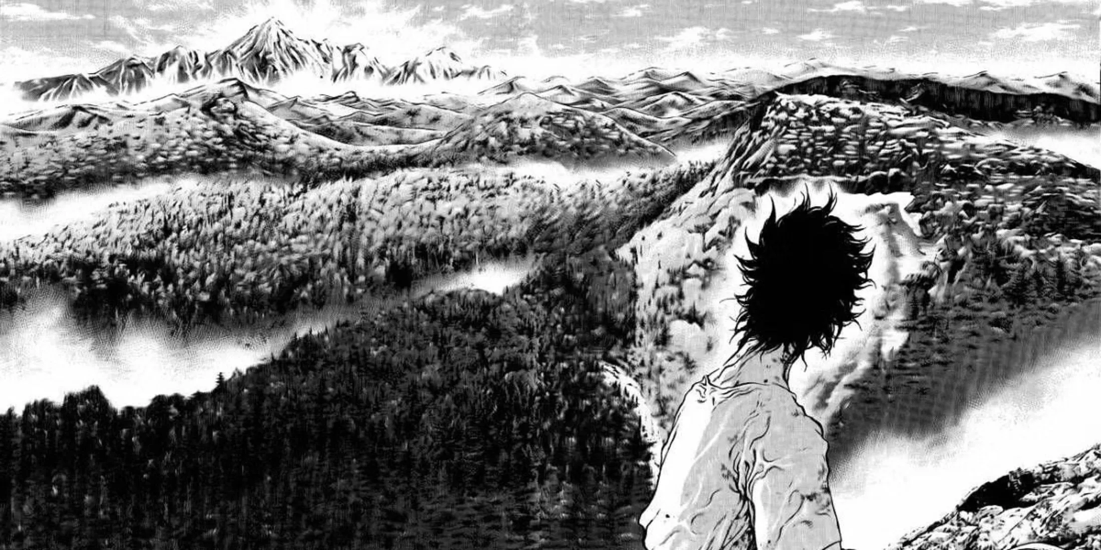 Minh họa Buntaro Mori leo núi trong manga The Climber, khám phá bản thân qua thử thách