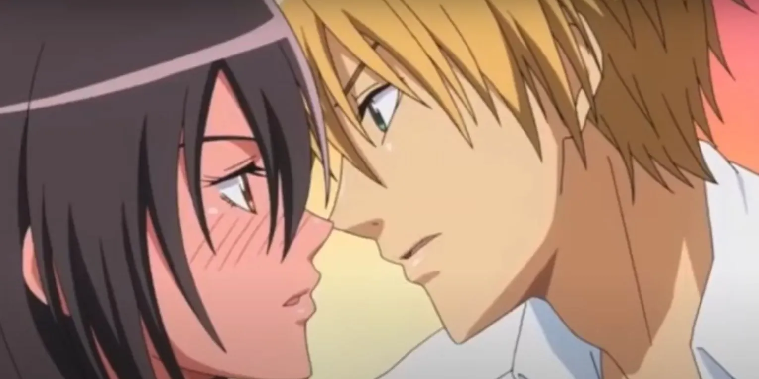Misaki Ayuzawa và Takumi Usui trong Kaichou wa Maid-sama!, cặp đôi vượt qua thử thách để trưởng thành.