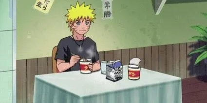 Naruto cô đơn ngồi ăn mì Ramen một mình