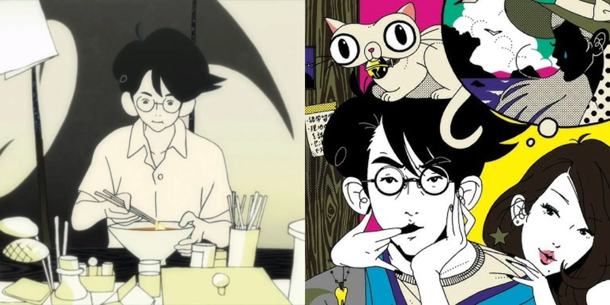 Nhân vật chính 'Watashi' trong anime The Tatami Galaxy nhìn lên bầu trời