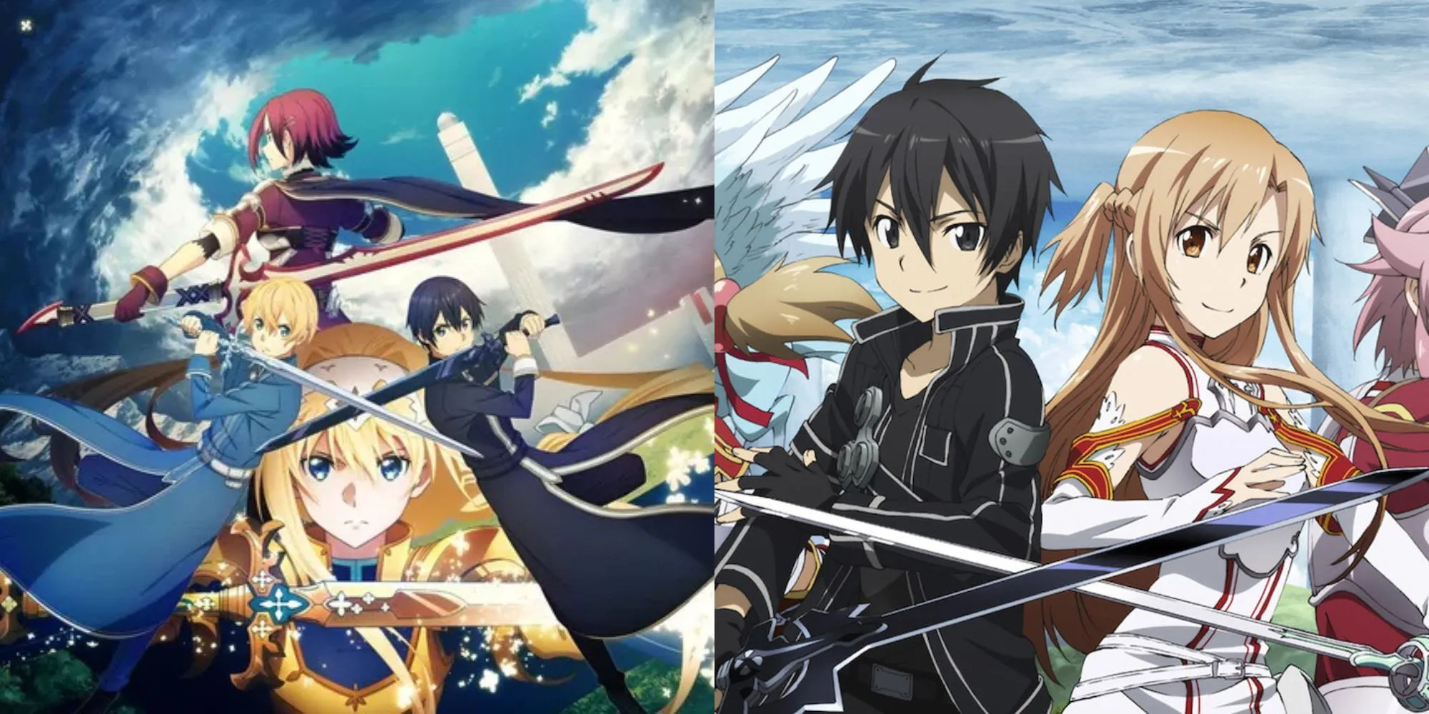 Nhân vật Kirito sử dụng song kiếm trong bối cảnh tòa tháp Aincrad của Sword Art Online