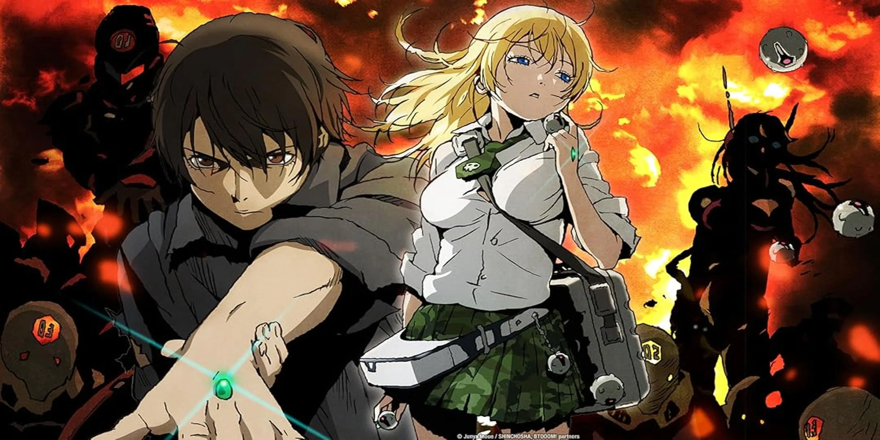 Nhân vật Ryouta Sakamoto với trái bom BIM trong anime Btooom!
