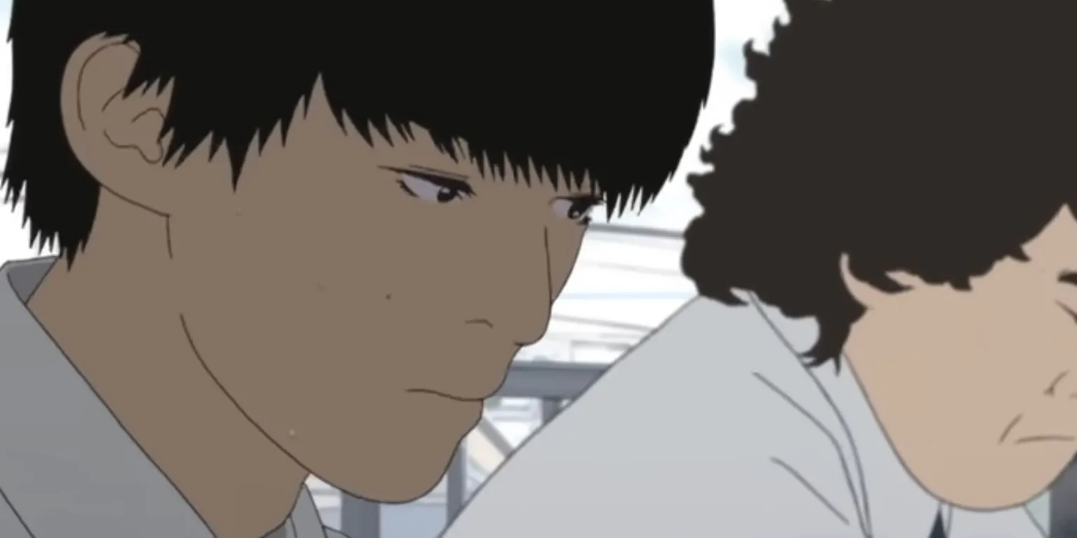Nhân vật trong anime Flowers of Evil với phong cách đồ họa rotoscope, thể hiện sự u tối và tâm lý phức tạp