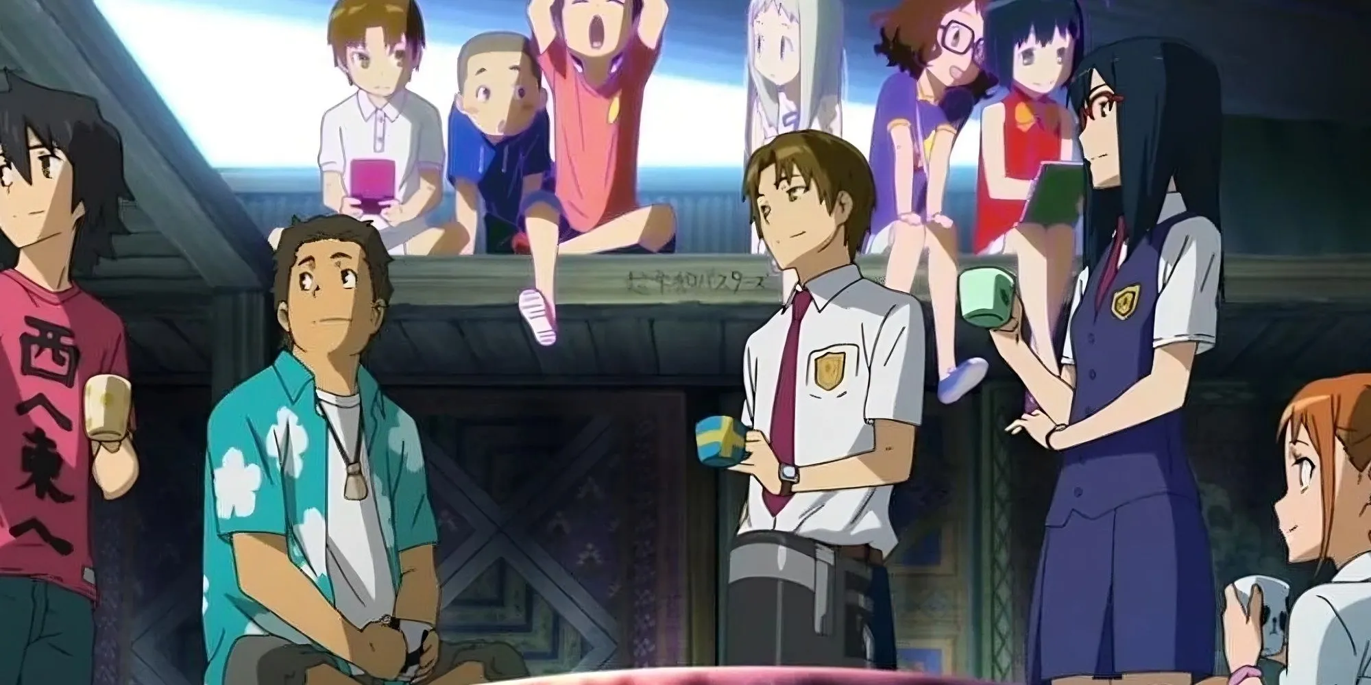 Nhóm bạn Super Peace Busters từ Anohana tập trung tại căn cứ bí mật của mình