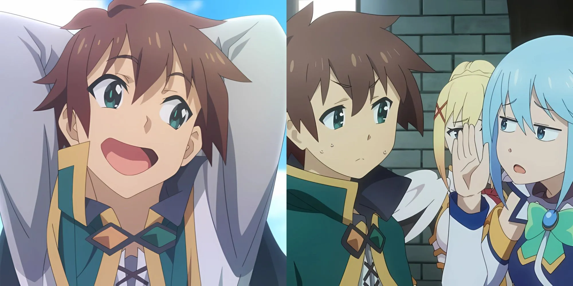 Nhóm Kazuma trong KonoSuba, thể hiện sự hài hước và hỗn loạn của series isekai