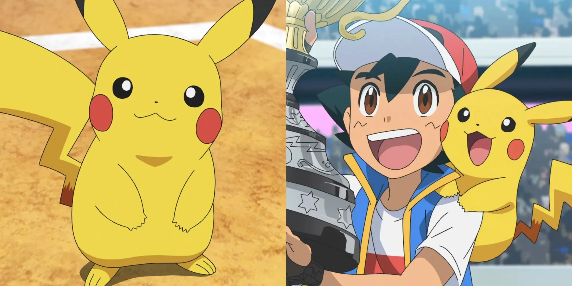Pikachu tươi cười với đôi má đỏ đặc trưng trong Pokémon