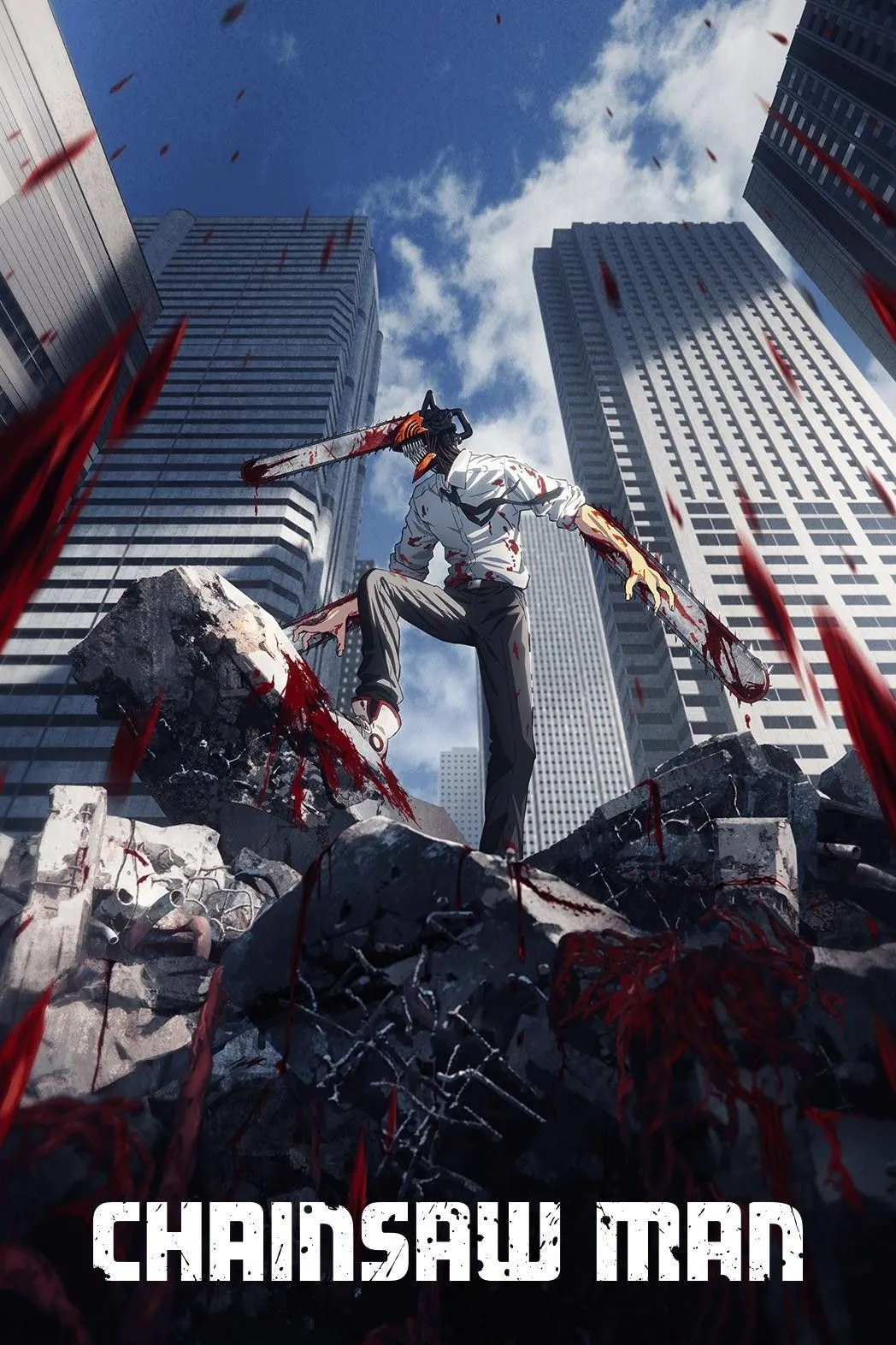 Poster anime Chainsaw Man với Denji và các thợ săn quỷ khác