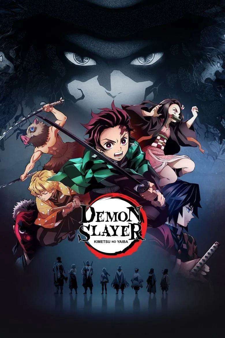 Poster anime Demon Slayer: Kimetsu no Yaiba với Tanjiro và các Trụ cột