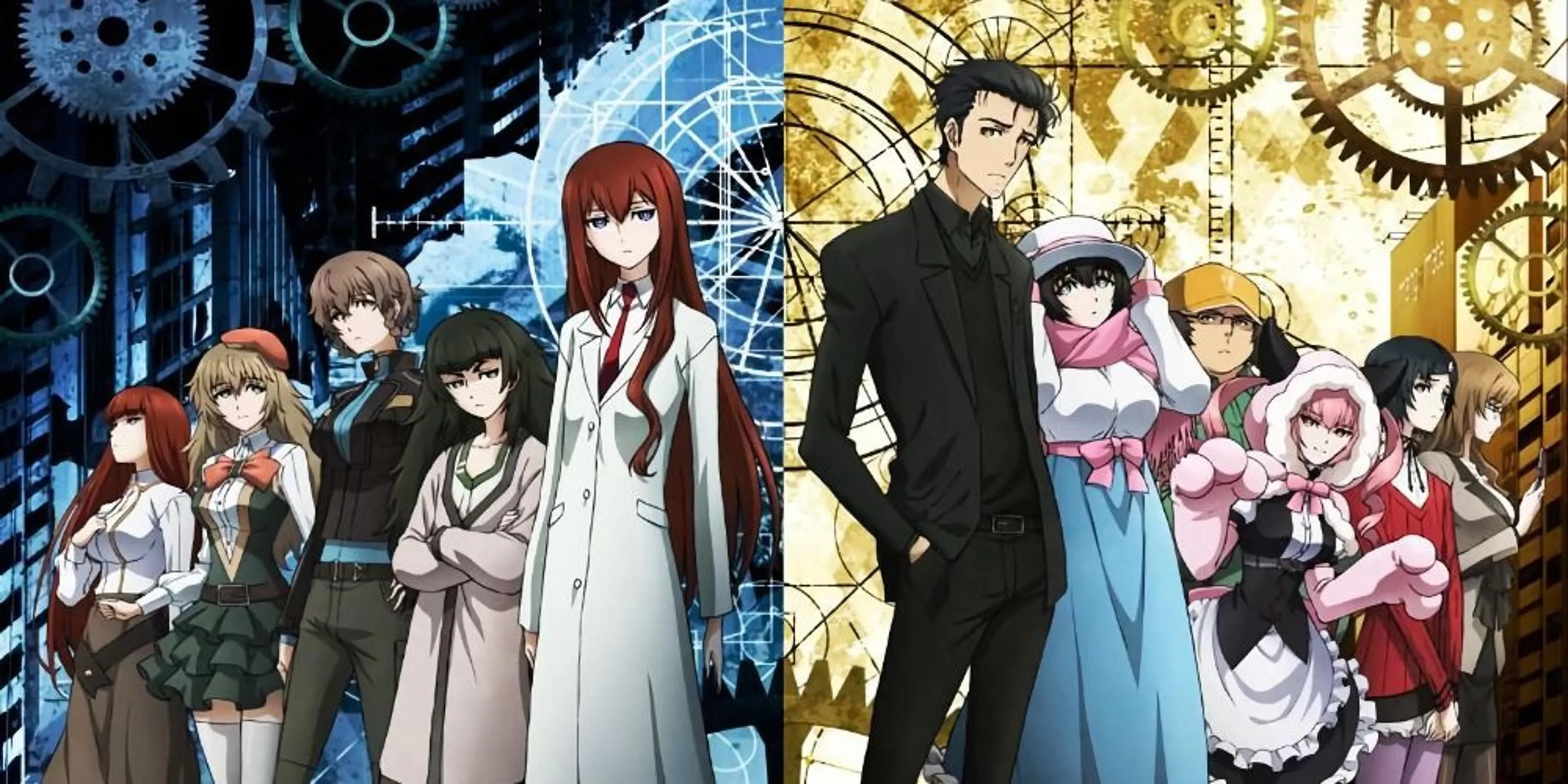 Rintarou Okabe, nhân vật chính của Steins;Gate, với vẻ mặt nghiêm túc và biểu cảm đặc trưng
