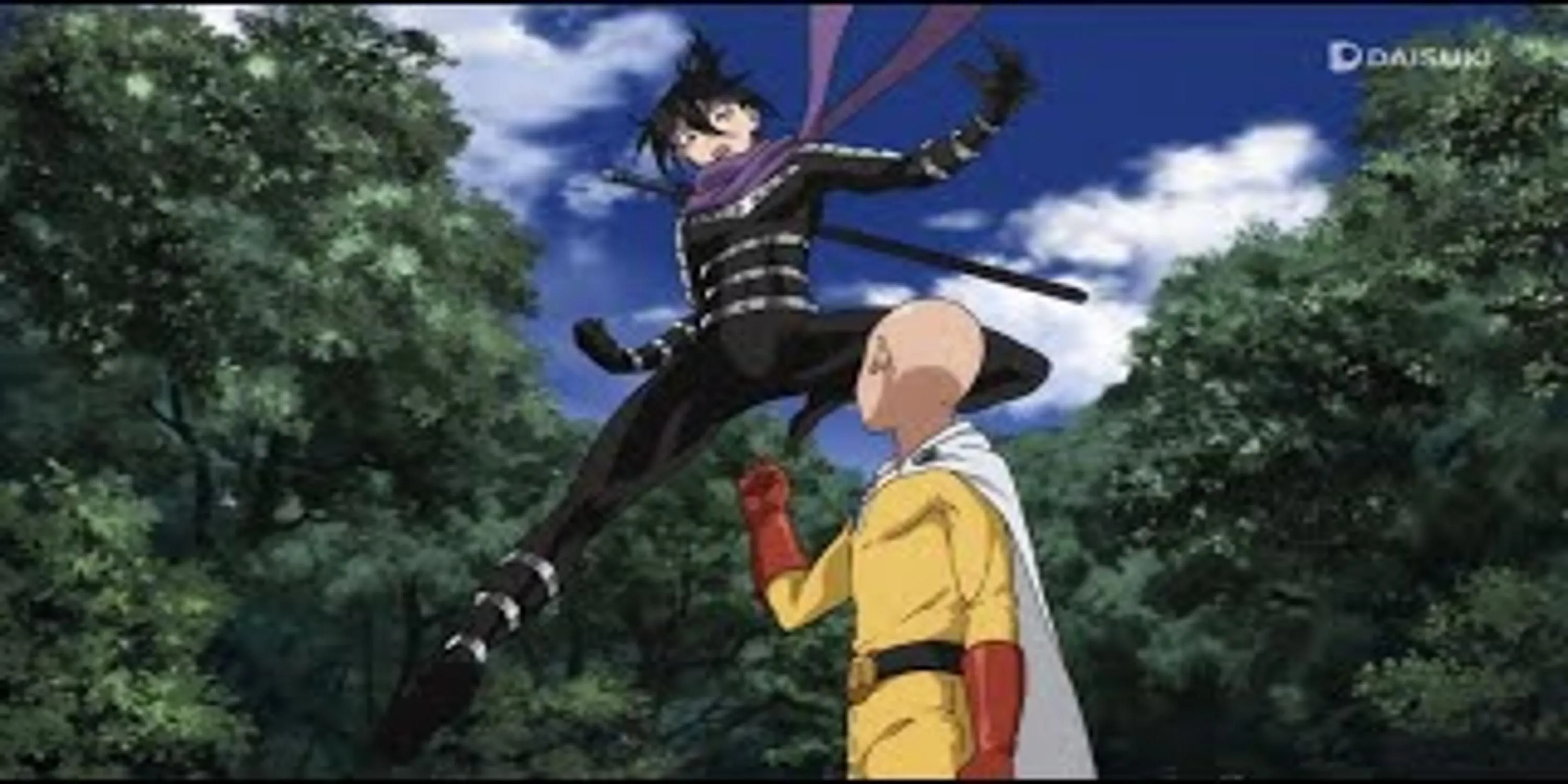 Speed-o'-Sound Sonic với tư thế 'gục ngã' sau cú đấm của Saitama vào chỗ hiểm trong One Punch Man
