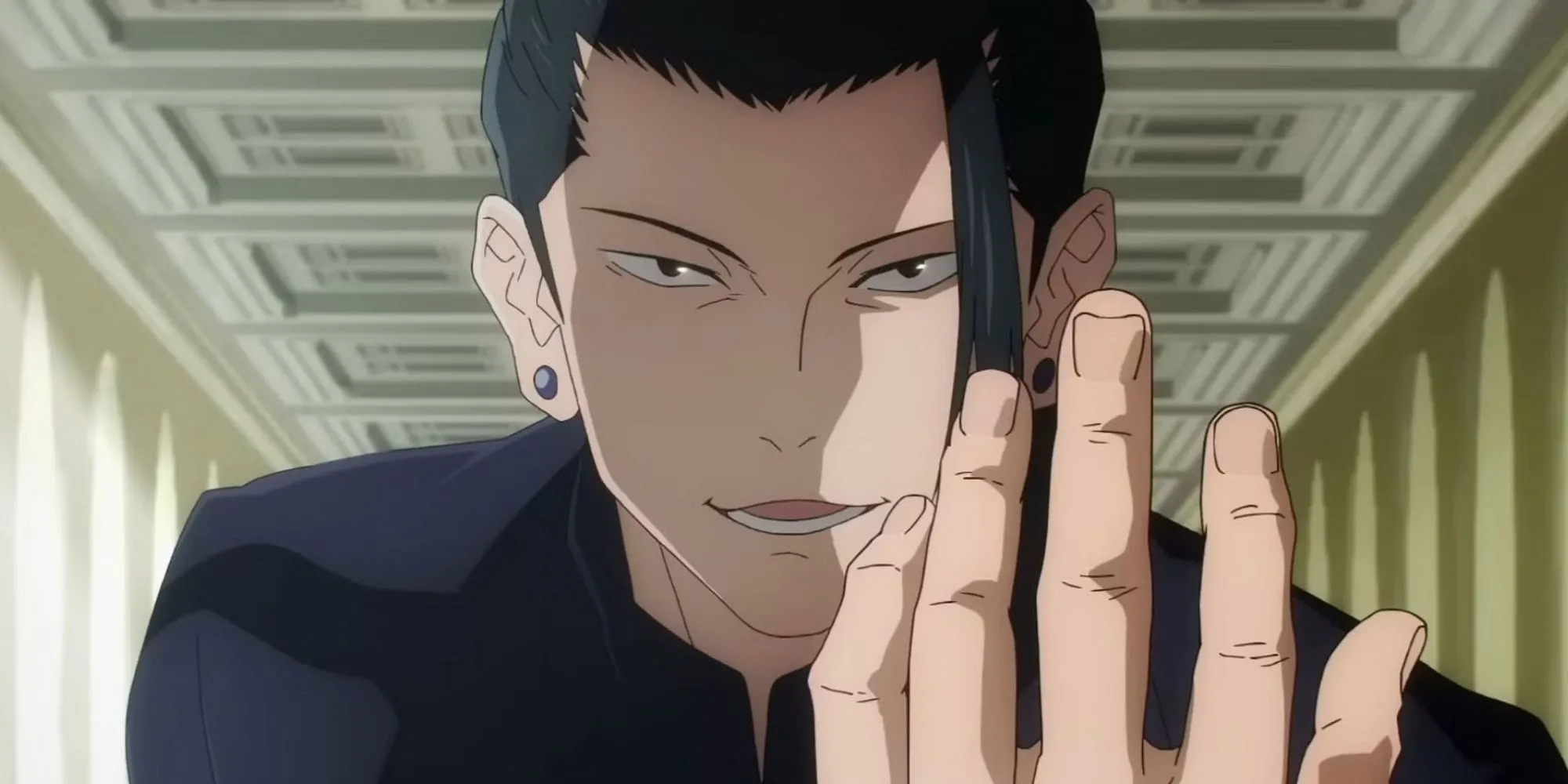 Suguru Geto từ Jujutsu Kaisen với nụ cười nham hiểm