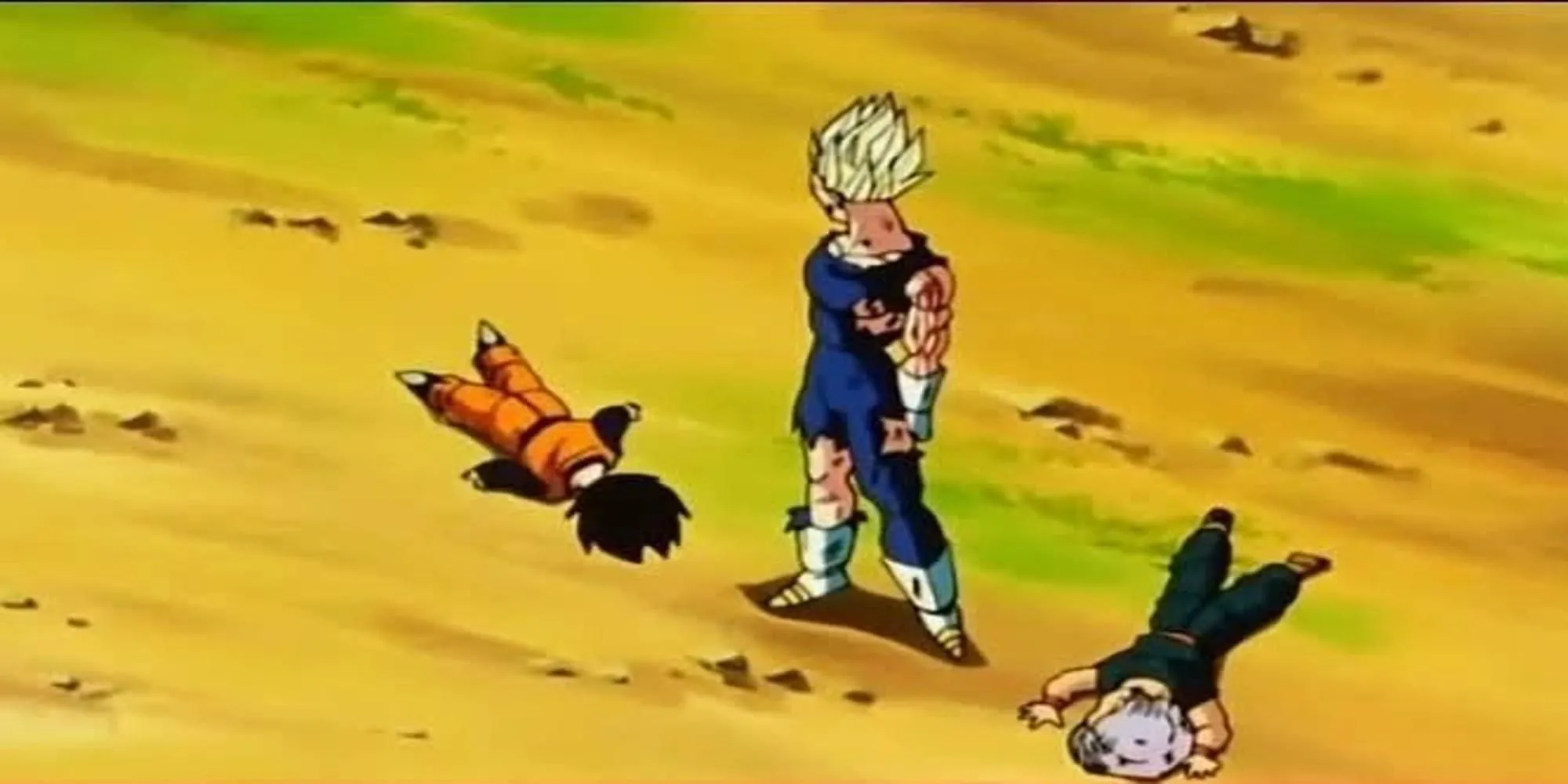 Vegeta đánh ngất Trunks và Goten trước khi hy sinh
