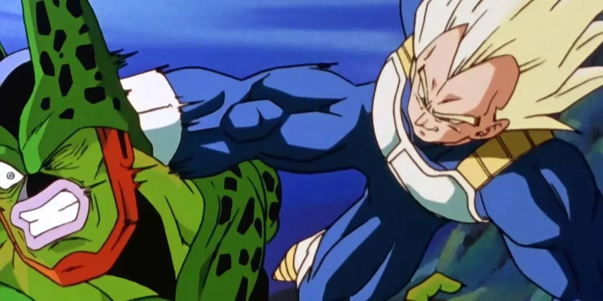 Vegeta nổi giận tấn công Cell sau khi Future Trunks bị thương