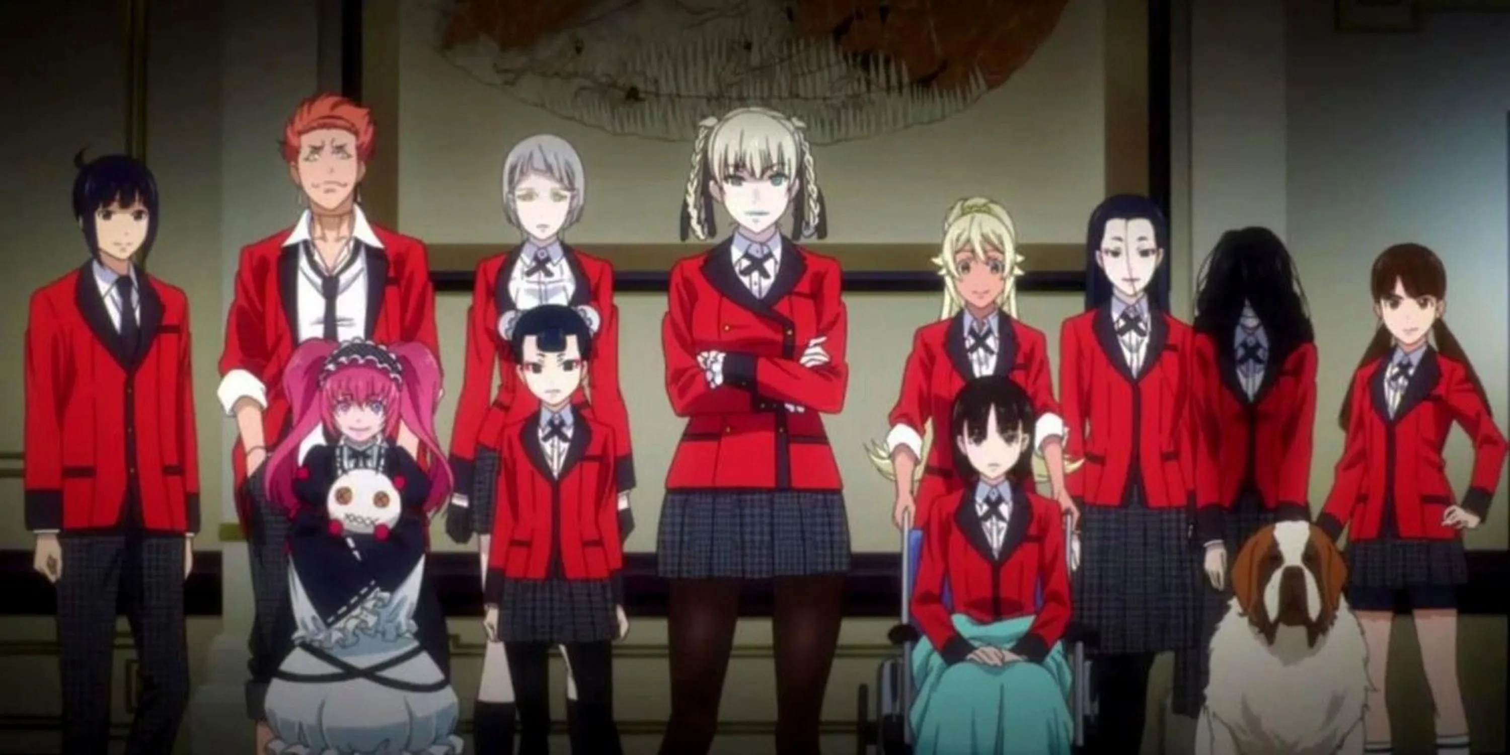 Yumeko Jabami với biểu cảm cuồng nhiệt khi cờ bạc trong anime Kakegurui