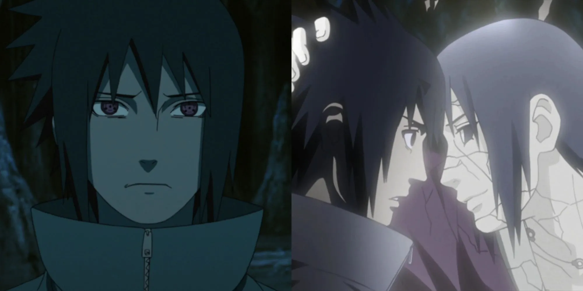 Itachi đặt ngón tay lên trán Sasuke, nói lời cuối cùng