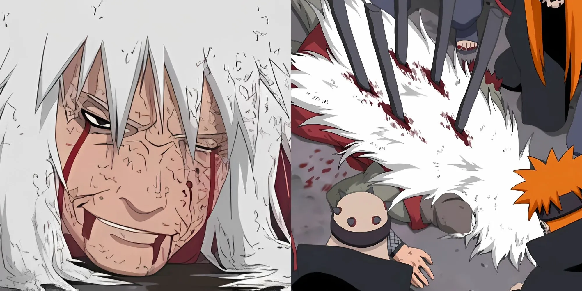 Jiraiya sử dụng Tiên Nhân Thuật trong Làng Mưa