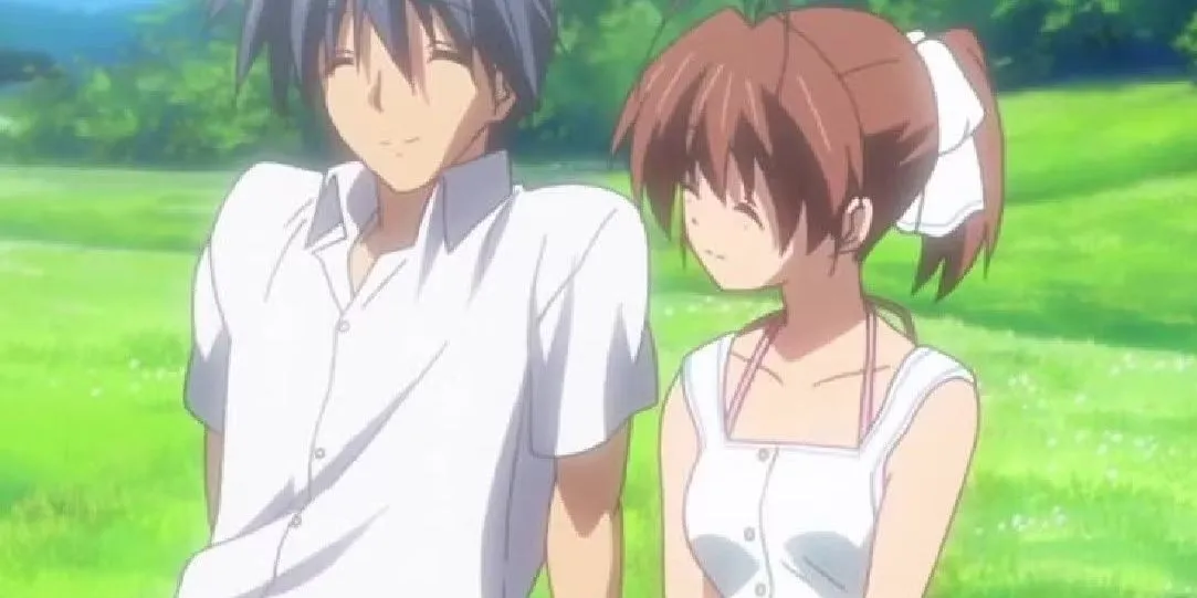 Tomoya Okazaki từ Clannad ngồi trầm tư trên ghế, ánh sáng chiếu từ cửa sổ tạo bóng đổ