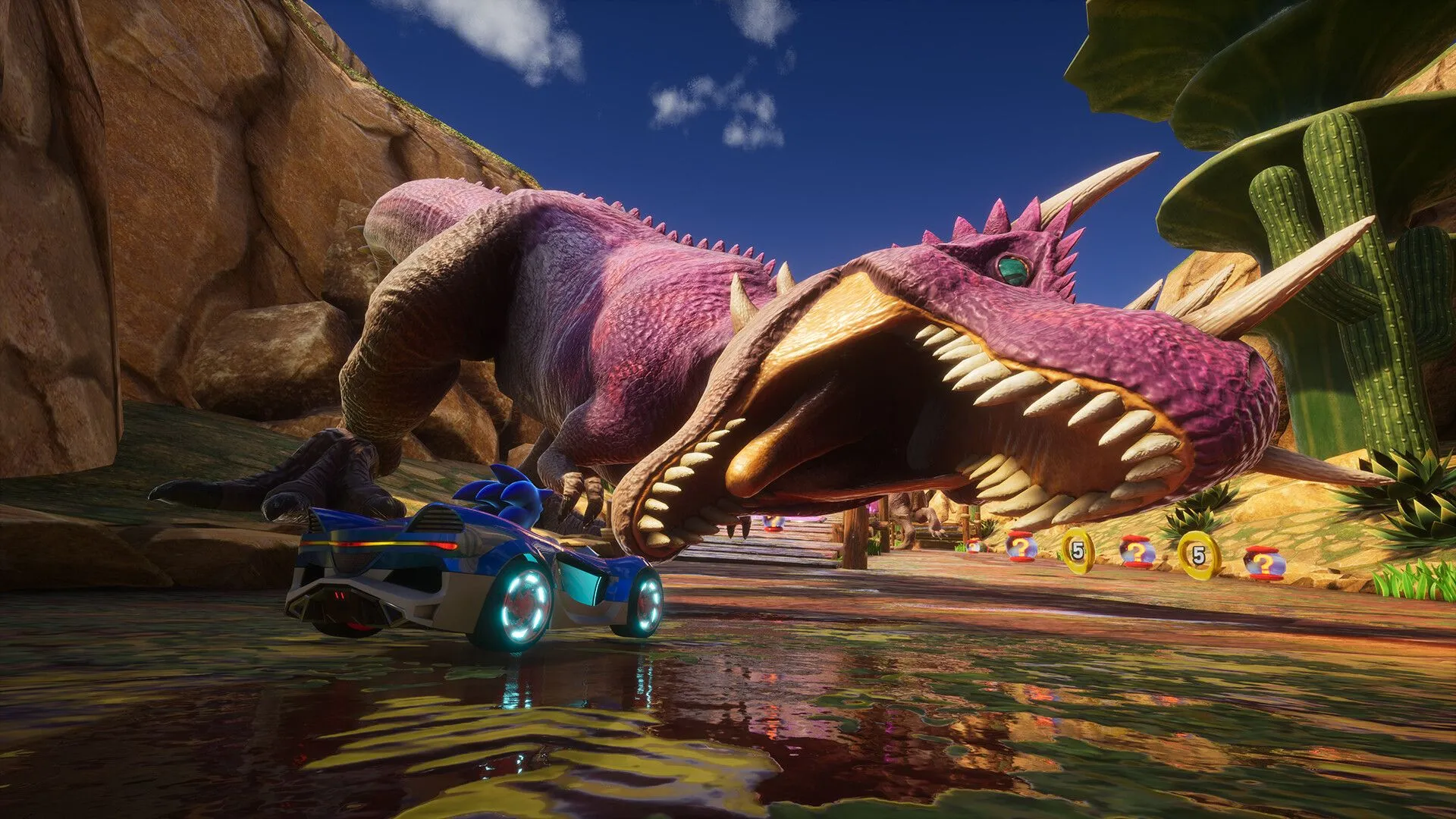Cảnh đua xe tốc độ cao của Sonic và đồng đội trong Sonic Racing CrossWorlds