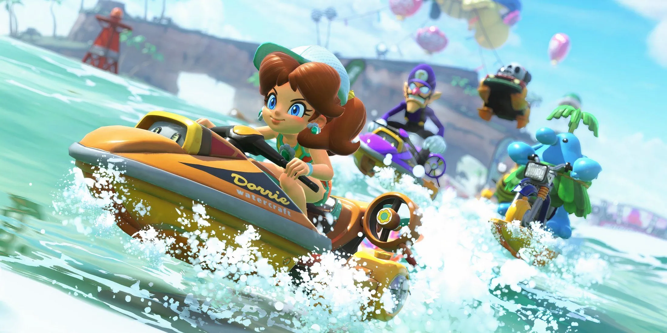 Daisy trong sảnh chờ Mario Kart World, minh họa trải nghiệm cộng đồng game thủ.