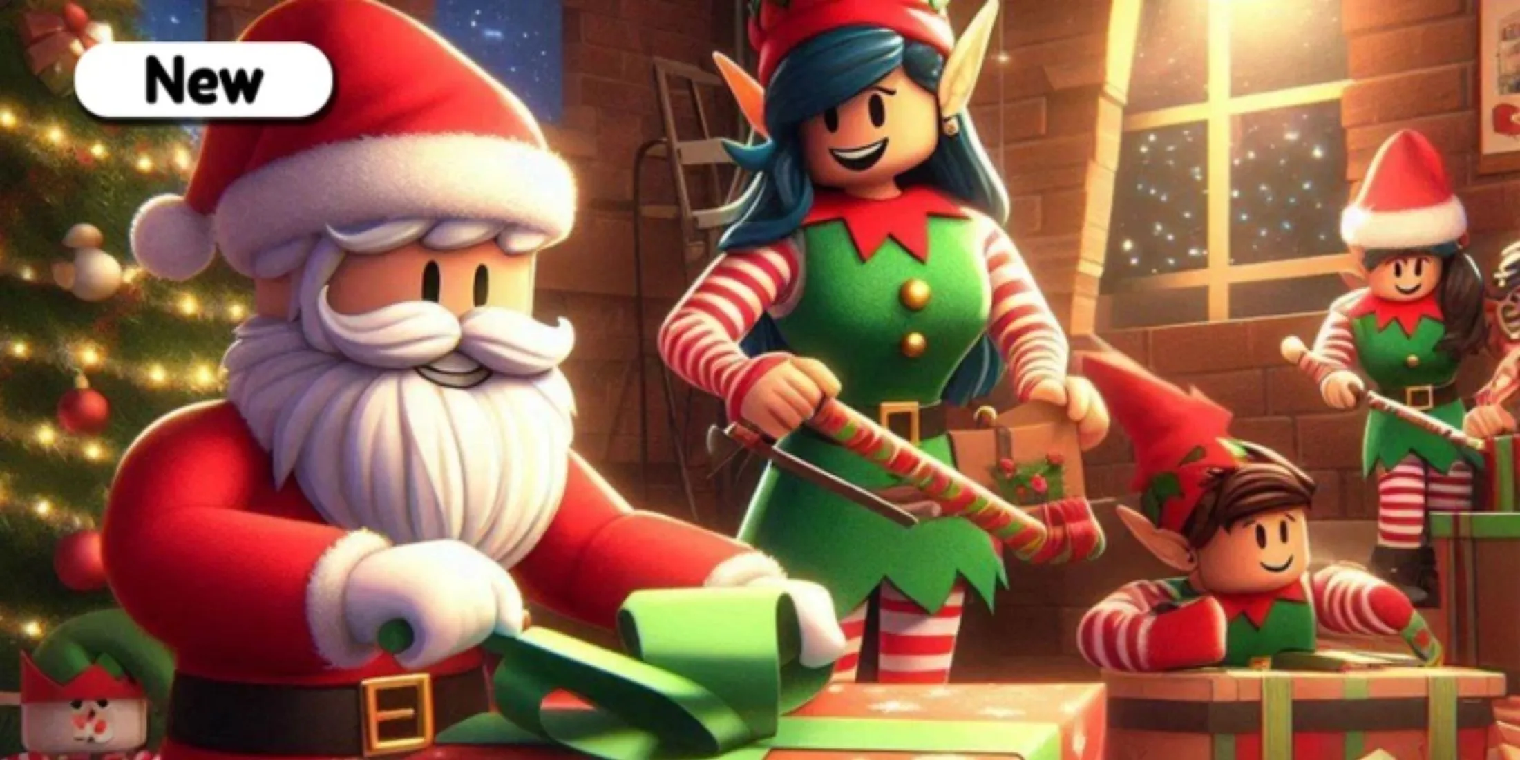 Hình ảnh nhân vật trong game Christmas Tycoon của Roblox, thể hiện không khí lễ hội