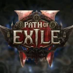 Logo Path of Exile 2 trên nền xanh xám mờ tượng trưng cho phiên bản mới