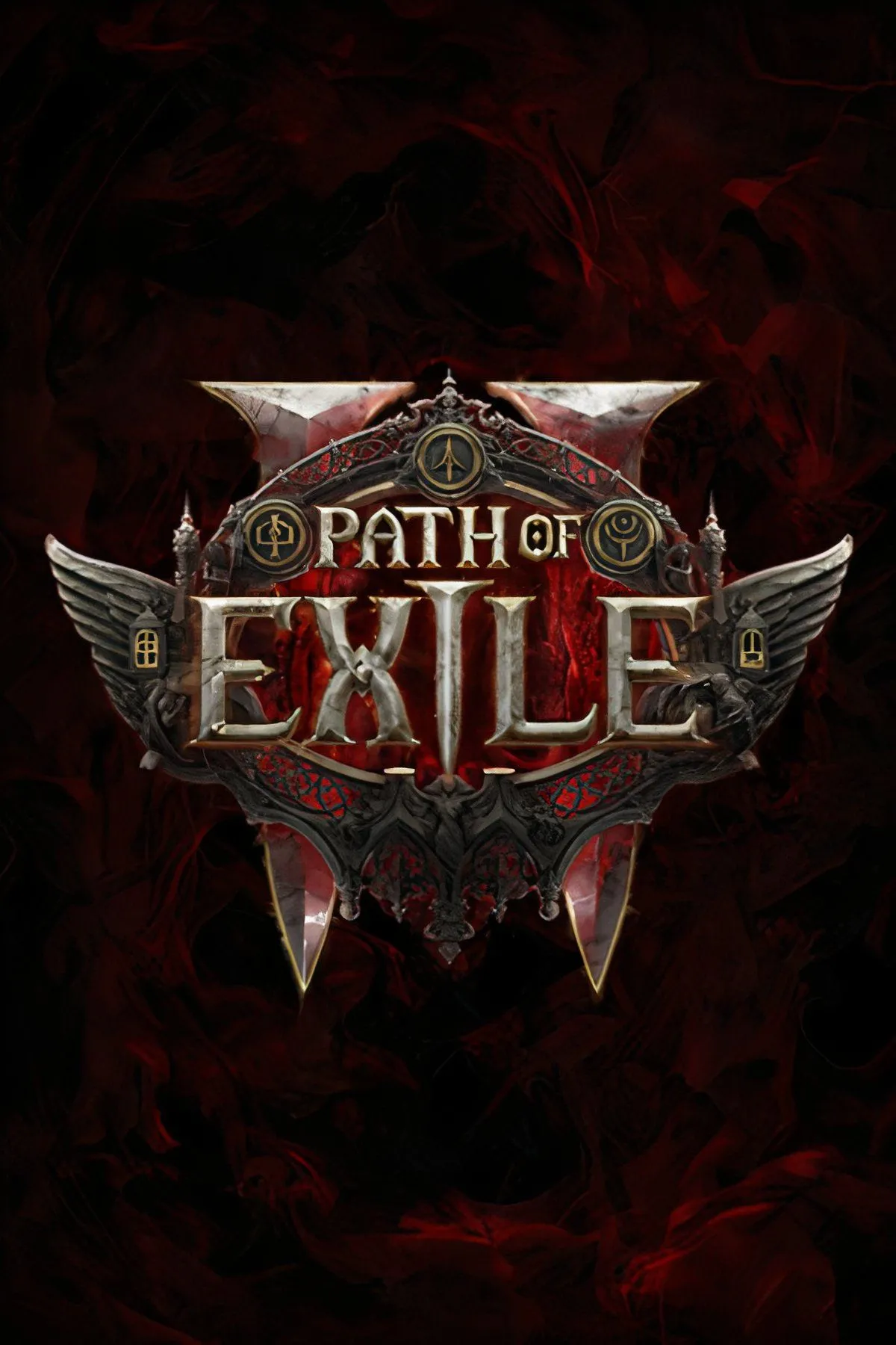 Nghệ thuật bìa Path of Exile 2 với nhân vật và quái vật trong không khí chiến đấu