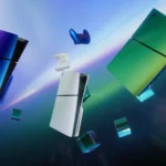 Bản dựng concept PlayStation 6 màu xanh bạc nổi bật cùng các khối lập phương công nghệ cao