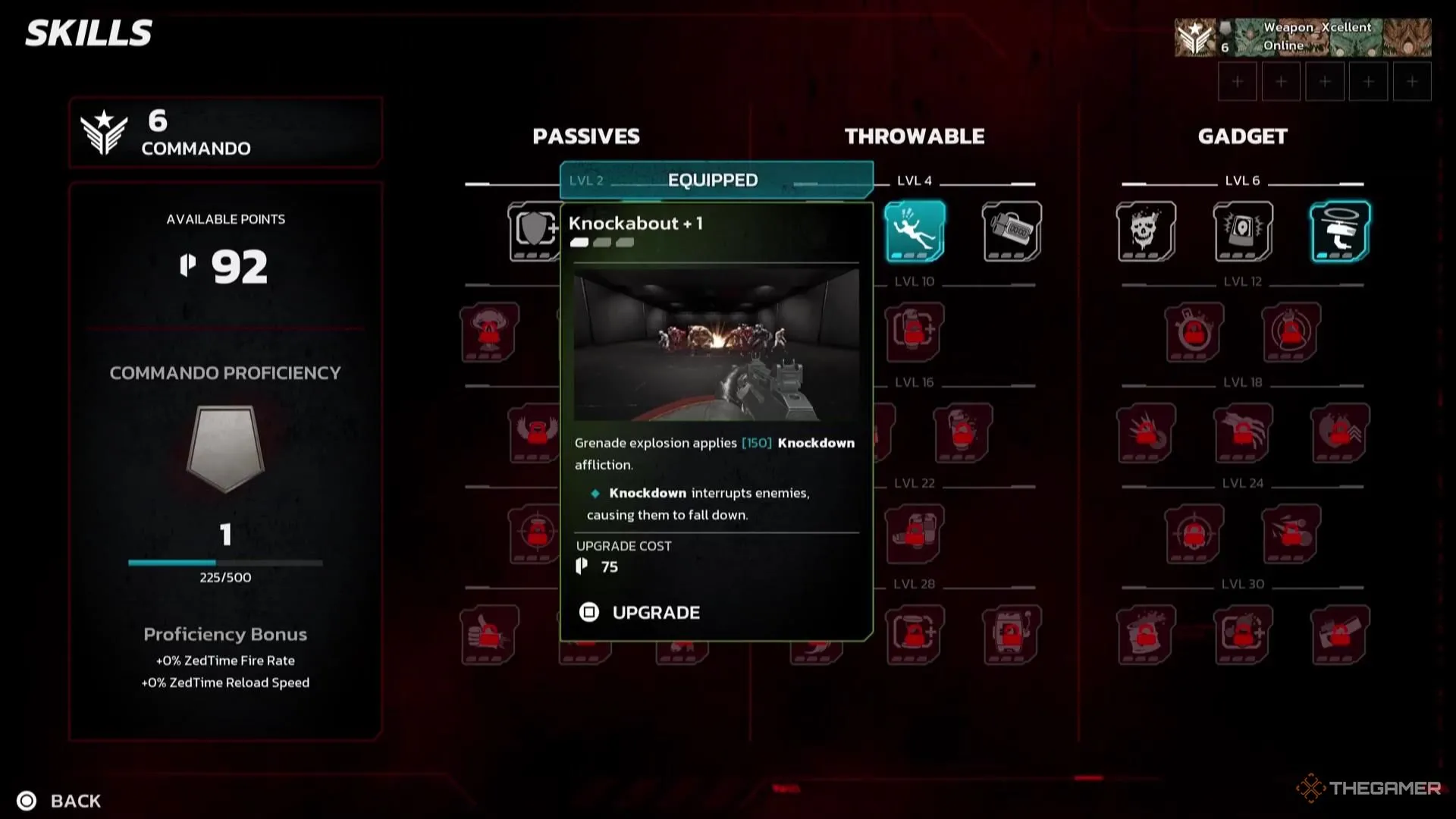 Bảng kỹ năng Commando trong Killing Floor 3, cho phép người chơi thay đổi điểm miễn phí để thử nghiệm các lối chơi khác nhau.